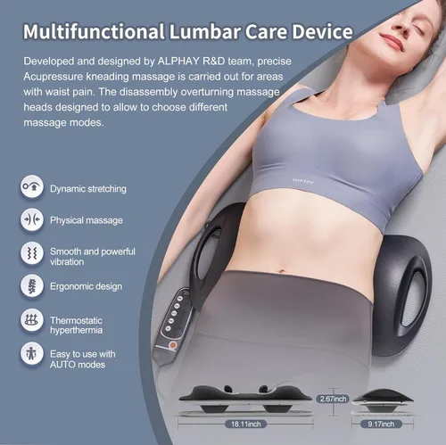 Miniatura 2 de ALPHAY Dispositivo de tracción lumbar multifuncional con estiramiento lumbar dinámico y masaje de amasamiento, terapia física de calor y vibración