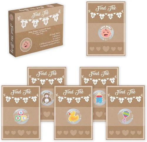 Miniatura 13 de Juegos de baby shower de Party Hearty para niño, 40 boletos de lotería con emojis para rascar, ideas de juegos para bebés, juego de rascar, azul