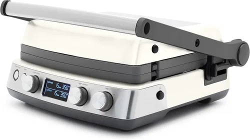 GreenPan Elite Parrilla de Contacto y Plancha Multifunción 7 en 1, Antiadherente Cerámico Saludable, Placas para Parrilla y Waffle, Tono y Blanco
