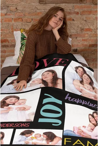 Miniatura 7 de Manta personalizada con foto, manta personalizada de franela personalizada, regalo de cumpleaños familiar, boda, sofá, dormitorio, sala de estar, 40