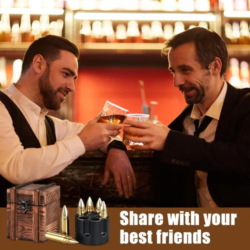 Miniatura 3 de EooCoo Regalos para el día del padre, juego de regalo de piedras de whisky con 6 piedras y caja, cubos de hielo reutilizables para bebidas