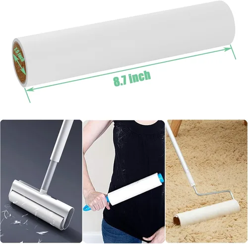Miniatura 2 de Solo repuestos de rodillo de pelusa de 8.7 pulgadas, compatible con rodillo de pelusa Mammoth, repuesto de rodillo adhesivo extra grande, 5 rollos