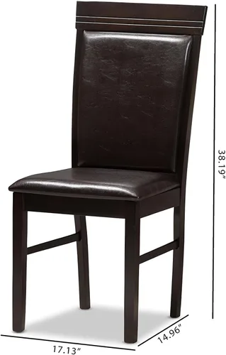 Miniatura 7 de Baxton Studio Thea Silla de comedor y silla de comedor tapizada de piel sintética marrón oscuro