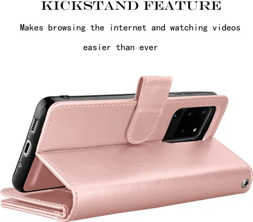 Miniatura 5 de Njjex Funda para Galaxy S20 Ultra 5G, para Samsung Galaxy S20 Ultra (6.9 pulgadas), [9 ranuras para tarjetas] Funda de piel sintética para tarjetas