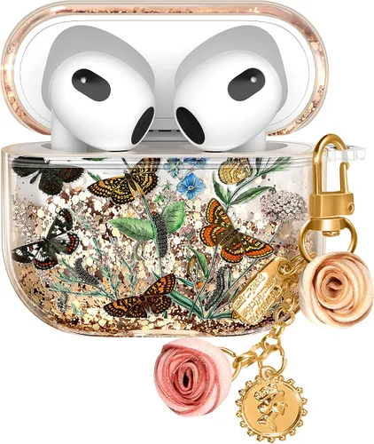 Miniatura 24 de Funda para Apple para Airpods 4 Case 2024 - Arena Movediza Líquida Arte Artístico Estético Funda Mujer Chica Mujeres Brillante Brillo Purpurina