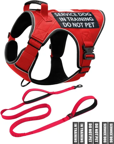 Miniatura 12 de Chaleco de perro de servicio para perros medianos, arnés de perro de servicio en entrenamiento con parches, chaleco ajustable para perros