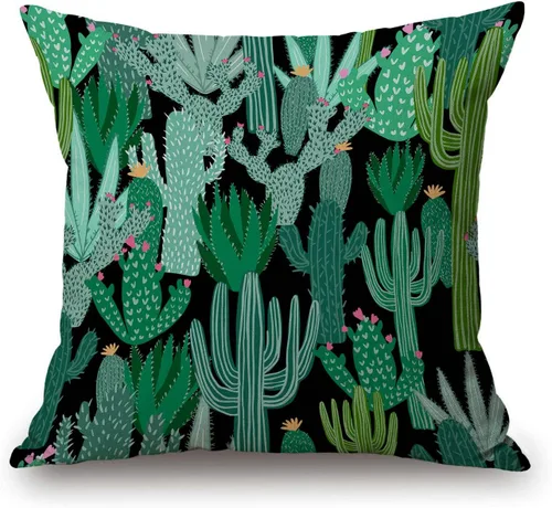 Miniatura 9 de Solekla Funda de almohada cuadrada de lino y algodón con flores blancas y negras, funda de cojín decorativa para sofá de 18 x 18 pulgadas Sl157