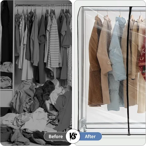 Miniatura 7 de Funda transparente para perchero de 43 pulgadas de largo x 20 pulgadas de ancho x 60 pulgadas de alto, funda de perchero con cremallera reforzada