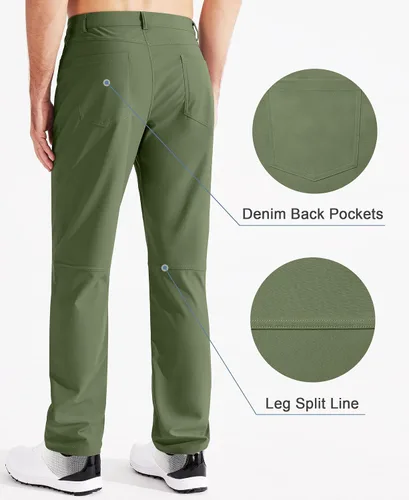 Miniatura 2 de Libin Pantalones de golf ajustados para hombre de 29 pulgadas, 30 pulgadas, 32 pulgadas, casuales, elásticos, pantalones de vestir para trabajo
