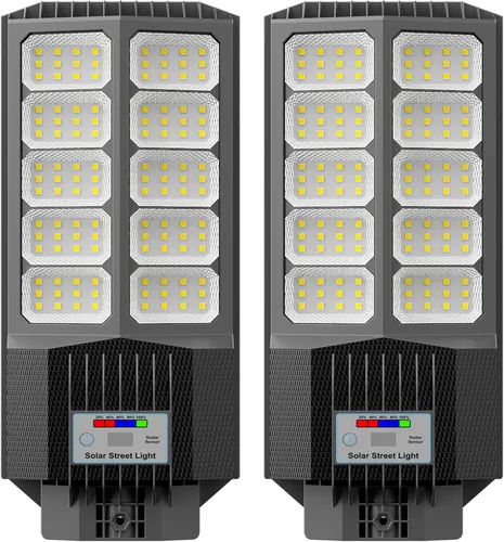 Miniatura 13 de Paquete de 3 luces solares de calle de 9500 W, 240000 lm, IP67, impermeables, del atardecer al amanecer, luces de calle solares al aire libre