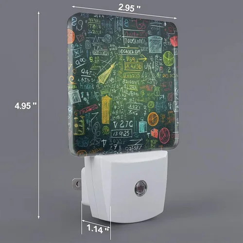 Miniatura 2 de Paquete de 2 luces LED de noche enchufables con preguntas matemáticas, luces nocturnas enchufables a la pared, lámpara de noche moderna con sensor