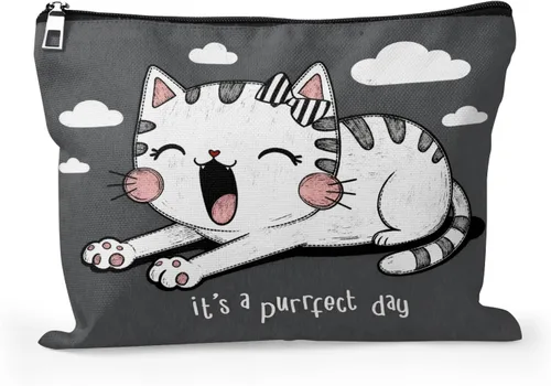 Miniatura 8 de Cafl Bolsa de maquillaje para mujeres y niñas, organizador de viaje portátil de gran capacidad, 10 x 8 pulgadas, Par de mirlo posado en ramas