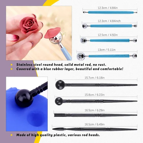 Miniatura 2 de Swpeet 30 herramientas de escultura de arcilla de silicona, herramienta de punteado de modelado y herramienta de lápiz óptico de bolas de cerámica