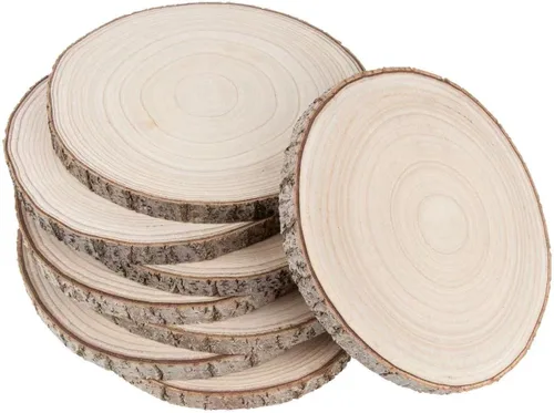 Miniatura 15 de Maputune 4 piezas de rodajas grandes de madera sin terminar de 7-8 pulgadas para centros de mesa, plato de madera rústica natural para manualidades