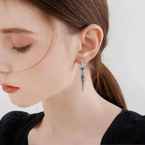 Miniatura 6 de Aretes vikingos nórdicos para hombre, plata de ley 925, aretes colgantes vikingos negros, joyería vikinga nórdica, regalos para hombres