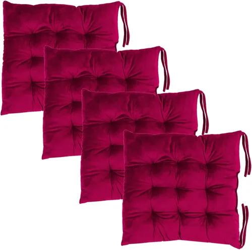 Miniatura 7 de Juego de 2 cojines para sillas de comedor con lazos, almohadilla antideslizante para silla de cocina para interior y tapete de asiento de comedor