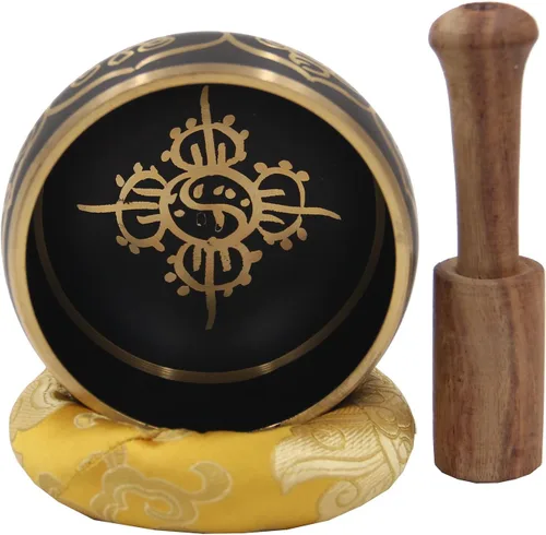 Miniatura 3 de DharmaObjects Tibeta Meditación Curación Chakra Terapia Cuenco Mazo y Caja de Cojín Set de Regalo (8 Símbolos de la Suerte)