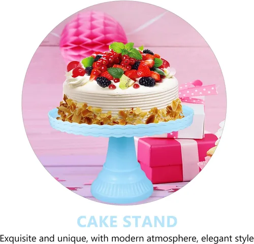 Miniatura 8 de PRETYZOOM Soporte de plástico para tartas con pies, redondo, soporte para cupcakes, cumpleaños, boda, elevado, para tartas, pasteles, macarrones
