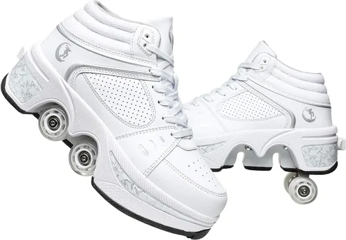 Miniatura 19 de Rueda de deformación de doble hilera Zapatos para caminar automáticos Deformación invisible Patín de ruedas 2 en 1 Patines de polea extraíble