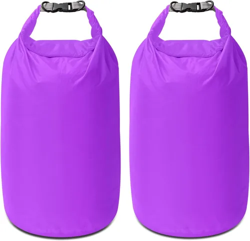Miniatura 18 de Juego de bolsas secas, impermeables, pequeñas y ligeras, bolsas secas para tabla de remo, kayak, pesca, campamento (morado, 40L, 2 unidades)
