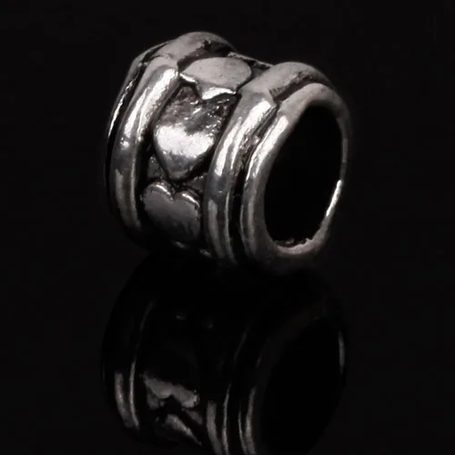 Miniatura 2 de RUBYCA 50 cuentas espaciadoras tibetanas en tono plateado para cilindro de pulsera