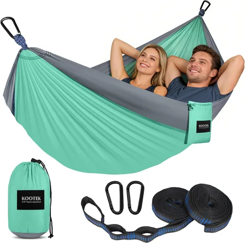 Miniatura 17 de Kootek Hamaca de campamento, hamacas portátiles con correas para árboles y bolsa de transporte adjunta, equipo esencial de campamento, perfecto