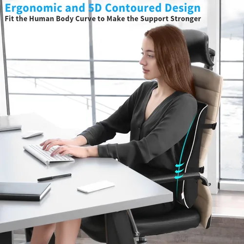 Miniatura 5 de Almohada de apoyo lumbar, soporte de espalda de espuma viscoelástica para silla de oficina, silla de computadora, asiento de coche, sillón