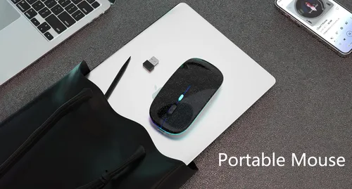 Miniatura 8 de AIKOKOK Ratón Inalámbrico Bluetooth Recargable para Laptop con LED Portátil (BT5.2 y USB 2.4G) Conexión de Modo Dual Ratón Silencioso Delgado