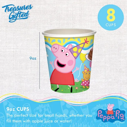 Miniatura 2 de Treasures Gifted Vasos de papel de Peppa Pig con licencia oficial, 8 unidades, tazas de Peppa Pig de 9 onzas para niños, tazas de fiesta