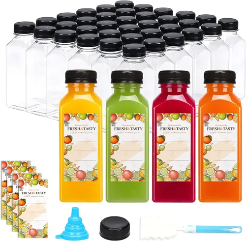 Miniatura 15 de TOMNK 12pcs 2oz Plastic Shot Juice Bottles with Caps, Reusable Clear Bulk Beverage Containers for Ginger Shot, Juice, Milk and Other Beverages