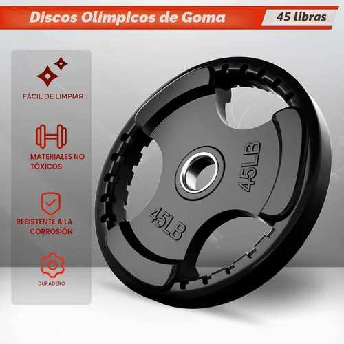 Miniatura 3 de RitFit Weight Plates for Barbell, 2-Inch Olympic Rubber Grip Plates for Weightlifting and Strength Training in Home & Gym, Single, Pair and Sets