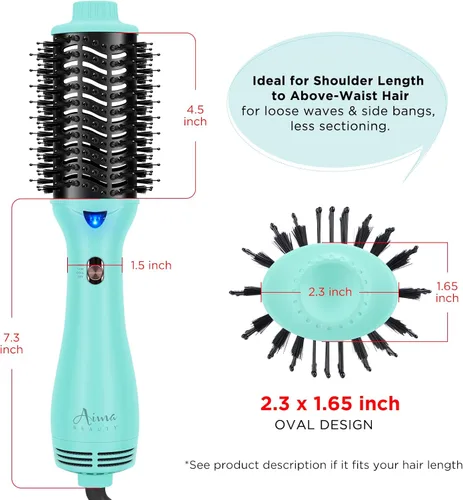 Miniatura 5 de Aima Beauty - Cepillo de aire caliente, secador de pelo profesional de un solo paso y voluminizador 4 en 1, tecnología iónica negativa Verde claro