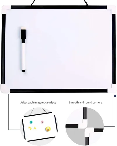 Miniatura 5 de VIZ-PRO Pizarra magnética de borrado en seco, pequeña pizarra para colgar/pizarra blanca de escritura, marco de plástico negro, 12 x 8 pulgadas