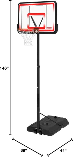 Miniatura 13 de Lifetime Aro de baloncesto portátil, altura ajustable de 7.5 a 10 pies, tablero trasero de 44 pulgadas a prueba de golpes Fusion, base con ruedas