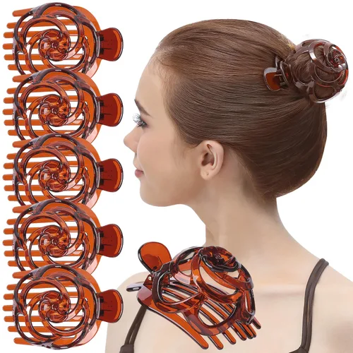 Miniatura 7 de RC ROCHE - 6 piezas para hacer moños para mujer, clip de pinza para el cabello, nido de pájaro, ballerina, soporte redondo francés, red de dona