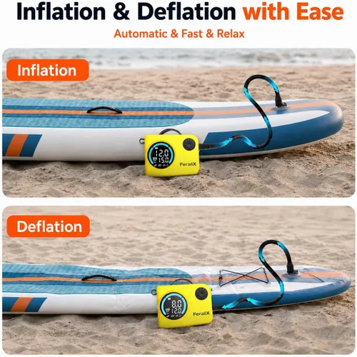 Miniatura 4 de Electric Paddle Board Pump, 20 PSI Rechargeable SUP Air Compressor with Auto Shut-Off, Dual Stage Inflation & Deflation for Paddleboards, Kayaks