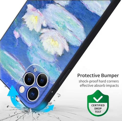 Miniatura 4 de Berkin Arts Funda de silicona compatible con iPhone 11 Pro con protector de pantalla y cepillo de impasto colorido (lirios de agua de Claude Monet)
