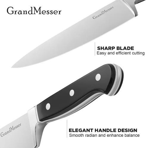 Miniatura 4 de Cuchillo de chef en acero japonés AUS-8, cuchillo de cocina profesional de 8 pulgadas, cuchillo de cocina ultra afilado con mango ergonómico