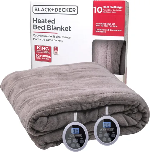Miniatura 3 de BLACK+DECKER Manta térmica eléctrica, manta eléctrica de piel de oveja sintética, manta térmica con 4 niveles de calefacción, temporizador de 3