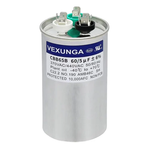 Miniatura 86 de VEXUNGA - 25/5 uF 25+5 MFD 370V o 440V Condensadores redondos de arranque dual 25 5 uF 370 440 Volt VAC CBB65 Condensadores para acondicionador