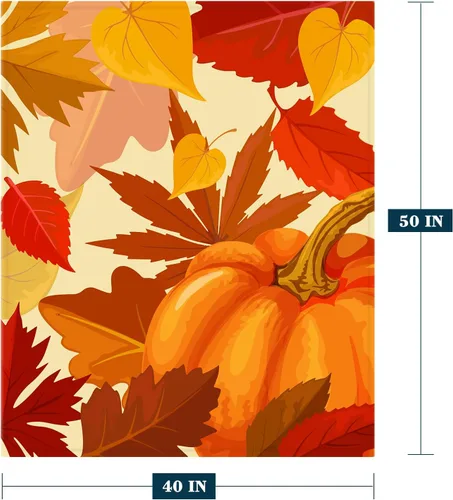 Miniatura 2 de Manta decorativa de otoño pequeña para niños, manta naranja de Acción de Gracias, calabaza de otoño para niñas y niños, ligera, mullida, suave