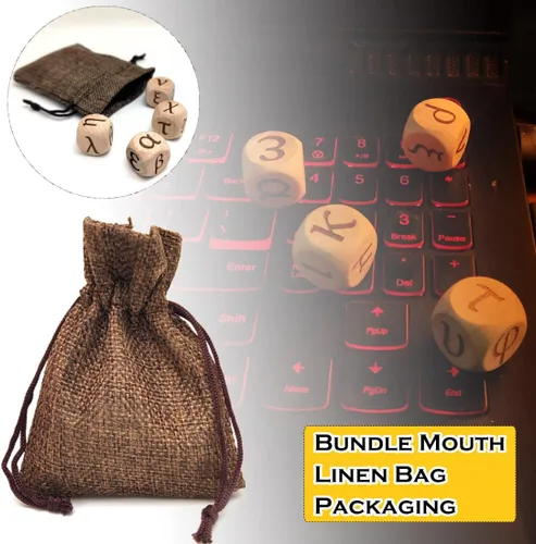 Miniatura 6 de Juego de dados de madera del alfabeto griego, 24 letras griegas talladas, cubos rodantes para juegos de fiesta de enseñanza