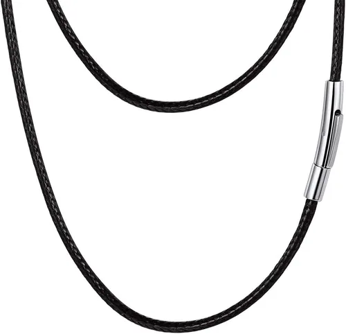 Miniatura 12 de PROSTEEL Collar de cuero impermeable para hombre, 0.079 in/0.118 in, 16 a 30 pulgadas, con cierre de acero inoxidable, cadena de bricolaje