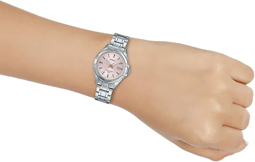 Miniatura 5 de Casio LTP1308D-4AV Reloj analógico de acero inoxidable para mujer esfera rosa con fecha