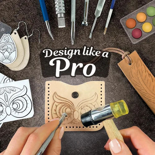 Miniatura 5 de Kit de trabajo de cuero ArtSkills, kit de herramientas de cuero con herramientas, sellos, kits de proyectos para adultos de arte y manualidades, 80