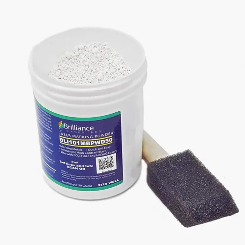 Miniatura 2 de Brilliance Laser Inks Polvo de marcado de metal negro de 1.76 oz con cepillo de espuma Accesorios de grabado láser de alto contraste permanente
