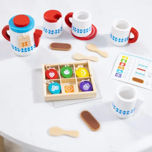 Miniatura 9 de Melissa & Doug 22 piezas Steep y Serve Juego de té de madera, accesorios de cocina y alimentos.