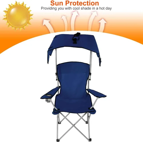 Miniatura 5 de KOCASO Silla de playa plegable con toldo con sombrilla, resistente 330 libras, silla de césped portátil para acampar con soporte para tazas