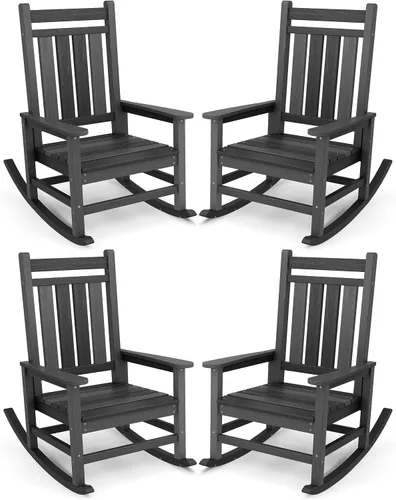 Miniatura 34 de SEWALL Mecedora de polietileno de alta densidad para adultos, mecedora de gran tamaño para exteriores, para patio, porche, Aruba