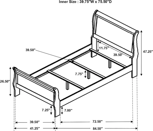 Miniatura 3 de Coaster Home Furnishings Louis Philippe 202411T - Cama de trineo con doble panel